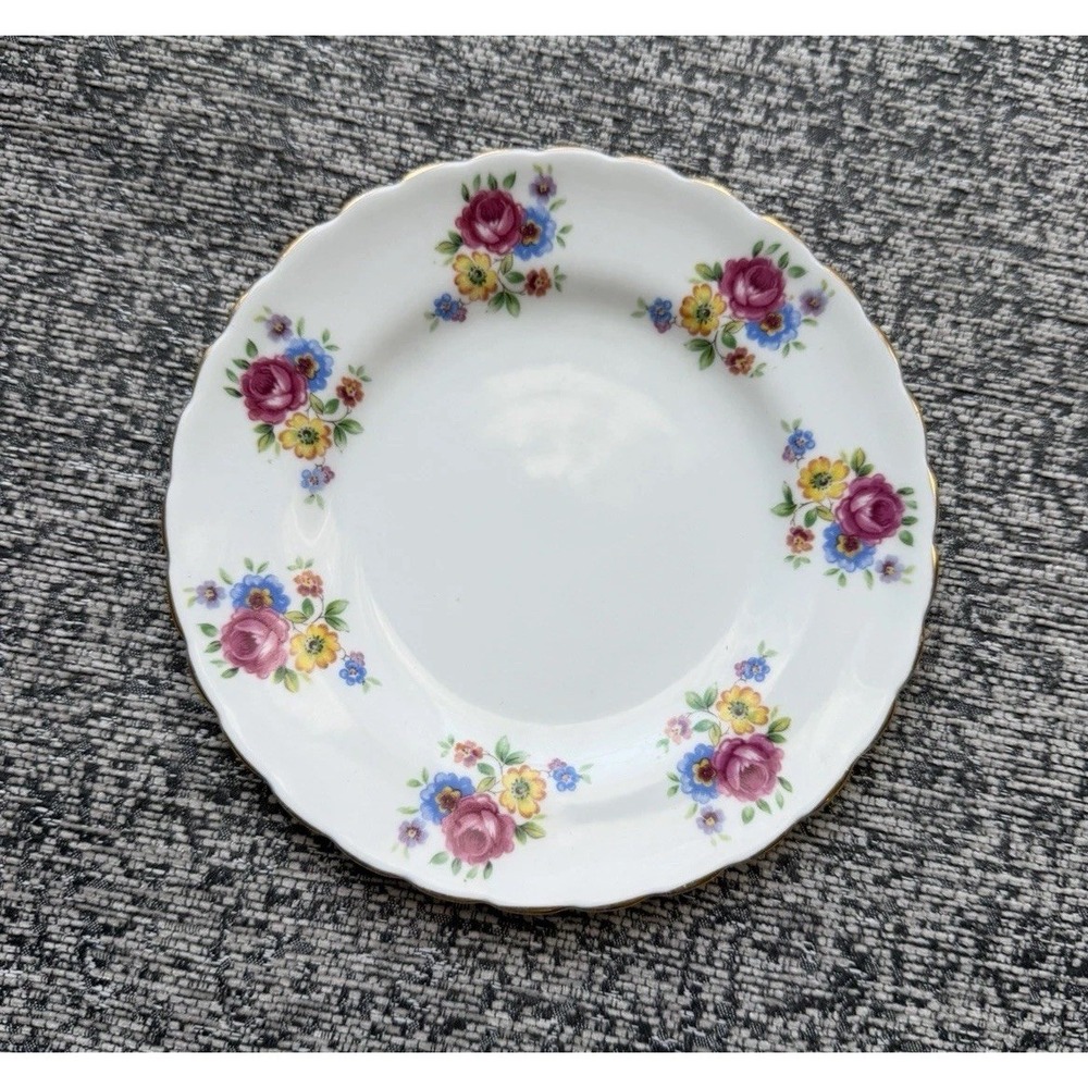 Vintage Floral Dessert Plate Tuscan English Bone China Replacement 7" Roses
